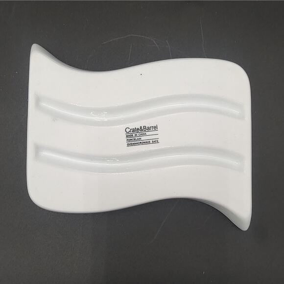 Crate & Barrel Appetizer Snack Dishes White Porcelain Party Set of 3 Plate Trays - Picture 9 of 13